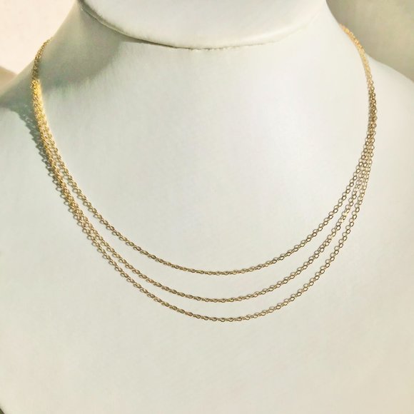 14K gold-filled triple chain layered necklace - Picture 2 of 2